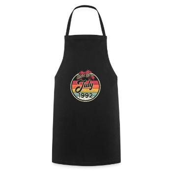 Vintage 80s July 1992 30th Birthday Gift Idea - Cooking Apron - black - Front - AI Model Male 185 dark (185cm)