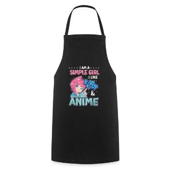 I Like K-Pop And Anime K-Pop - Cooking Apron - black - Front - AI Model Male 185 dark (185cm)