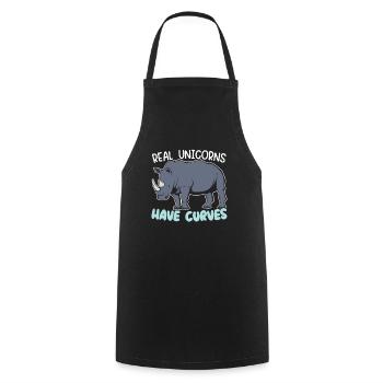 Real Unicorns Have Curves Rhinocerus Wildlife - Cooking Apron - black - Front - AI Model Male 185 dark (185cm)