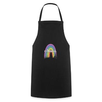 ALAINA Rainbow Cursive - Cooking Apron - black - Front - AI Model Male 185 dark (185cm)