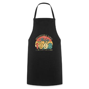 1998 Juillet Anniversaire Salutations - Tablier de cuisine - noir - Devant - AI Model Male 185 dark (185cm)