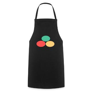 Trois points- Vert- Rouge- Jaune - Tablier de cuisine - noir - Devant - AI Model Male 185 dark (185cm)