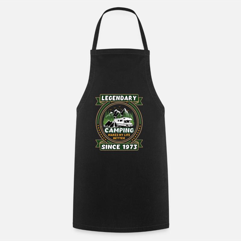 Légendaire depuis 1973 Camping cadeau année de naissance - Tablier de cuisine - noir