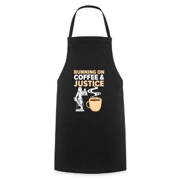 Running On Coffee And Justice Judge Lawyer Justice - Cooking Apron - black - Front - AI Model Male 185 dark (185cm)