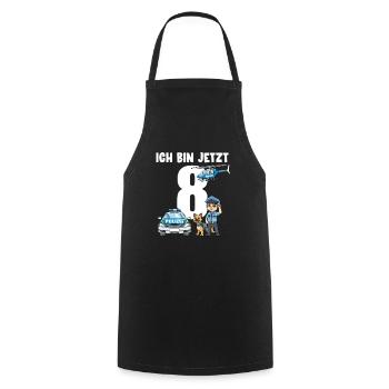 8 Geburtstag Polizei Shirt - 8 Jahre Alt Geschenk - Kochschürze - Schwarz - Vorne - AI Model Male 185 dark (185cm)