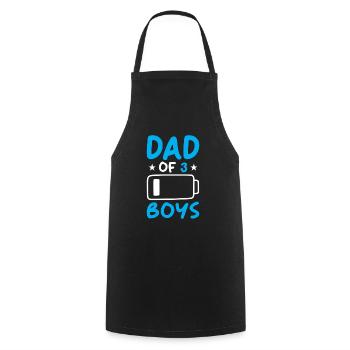 Papa de 3 garçons - Tablier de cuisine - noir - Devant - AI Model Male 185 dark (185cm)