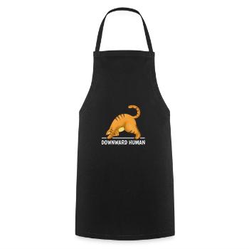 Chat de yoga - Tablier de cuisine - noir - Devant - AI Model Male 185 dark (185cm)