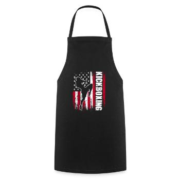 US American Flag Kickboxing Fighter Kickboxer - Cooking Apron - black - Front - AI Model Male 185 dark (185cm)