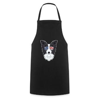 Border Collie USA Lunettes de soleil I Drapeau américain - Tablier de cuisine - noir - Devant - AI Model Male 185 dark (185cm)