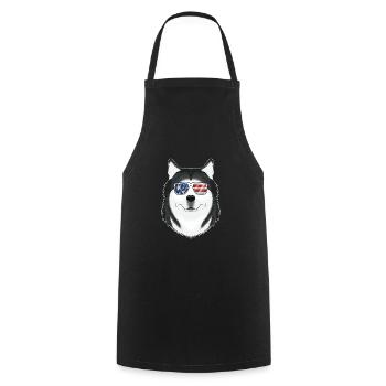 Husky USA Sunglasses I American Flag Husky - Cooking Apron - black - Front - AI Model Male 185 dark (185cm)