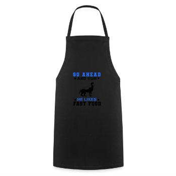 Go Ahead Run He Likes Fast Food - Kochschürze - Schwarz - Vorne - AI Model Male 185 dark (185cm)