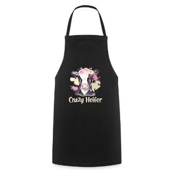 Crazy Heifer Cow Whisperer Cow Farming Farm - Cooking Apron - black - Front - AI Model Male 185 dark (185cm)