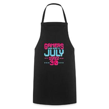 30th birthday July born 1992 Gamer - Cooking Apron - black - Front - AI Model Male 185 dark (185cm)