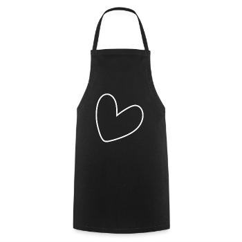 Simple White Heart - Cooking Apron - black - Front - AI Model Male 185 dark (185cm)