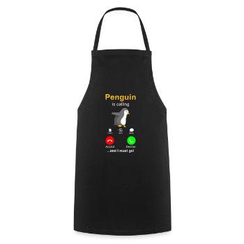 Pinguin is calling - Kochschürze - Schwarz - Vorne - AI Model Male 185 dark (185cm)