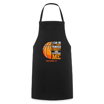 Basketball Bible Quote I can do all the things - Cooking Apron - black - Front - AI Model Male 185 dark (185cm)
