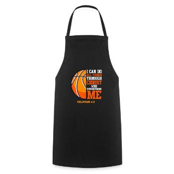 Basketball Bible Quote I can do all the things - Cooking Apron - black - Front - AI Model Male 185 dark (185cm)