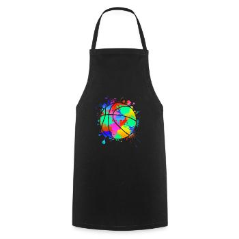 Colorful Basketball Art Artwork Basketball - Cooking Apron - black - Front - AI Model Male 185 dark (185cm)