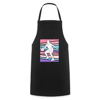 Basket-ball rétro Basket-ball féminin - Tablier de cuisine - noir - Devant - AI Model Male 185 dark (185cm)
