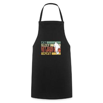 Eat Sleep get Kids to Sport repeat Basketball Papa - Cooking Apron - black - Front - AI Model Male 185 dark (185cm)