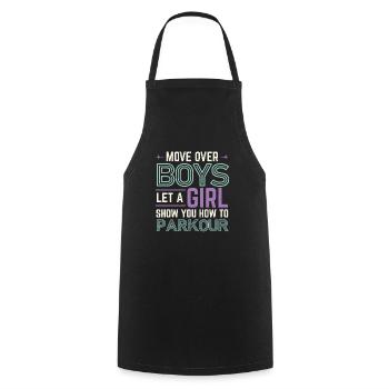 Move Over Boys Let A Girl Show You How To Parkour - Cooking Apron - black - Front - AI Model Male 185 dark (185cm)