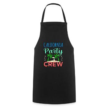 Cadeau d’équipage de fête en Californie - Tablier de cuisine - noir - Devant - AI Model Male 185 dark (185cm)