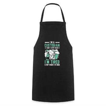 I'm A Custodian Janitor Janitress School Custodian - Cooking Apron - black - Front - AI Model Male 185 dark (185cm)