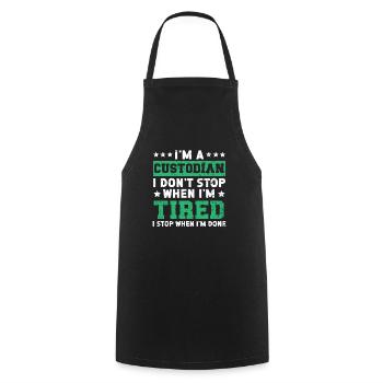 I'm A Custodian Janitor Janitress School Custodian - Cooking Apron - black - Front - AI Model Male 185 dark (185cm)