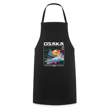 Osaka Japon Art esthétique des années 80 - Tablier de cuisine - noir - Devant - AI Model Male 185 dark (185cm)
