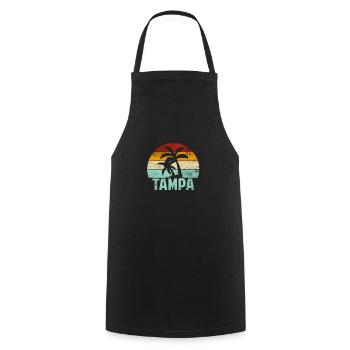 Tampa Souvenir Palmen Sommer Sonne Meer Strand - Kochschürze - Schwarz - Vorne - AI Model Male 185 dark (185cm)