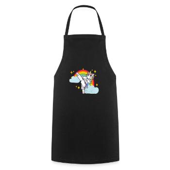 Lustige Karate Kampfsportarten Regenbogen Einhorn - Kochschürze - Schwarz - Vorne - AI Model Male 185 dark (185cm)