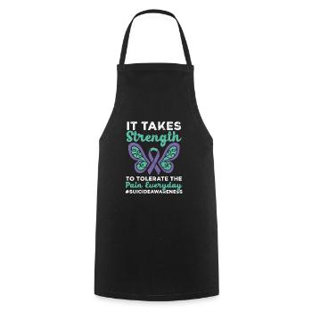 Il faut de la force pour tolérer la douleur tous les jours - Tablier de cuisine - noir - Devant - AI Model Male 185 dark (185cm)