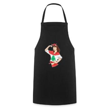 Lebanese Girl Unbreakable I Lebanese Heritage I - Cooking Apron - black - Front - AI Model Male 185 dark (185cm)