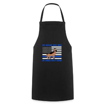 Go Ahead Run He Likes Fast Food USA American Flag - Kochschürze - Schwarz - Vorne - AI Model Male 185 dark (185cm)