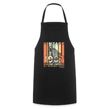 Août 1987 Vœux d’anniversaire - Tablier de cuisine - noir - Devant - AI Model Male 185 dark (185cm)
