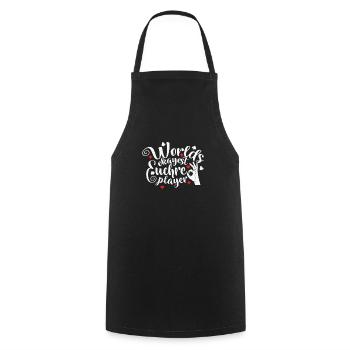 World's Okayest Euchre Player Card Game - Cooking Apron - black - Front - AI Model Male 185 dark (185cm)