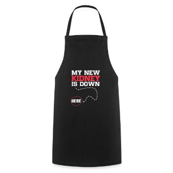 My New Kidney Is Down Here Funny Organ Recipient - Cooking Apron - black - Front - AI Model Male 185 dark (185cm)