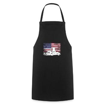 Go Kart Lustiger Go Kart Fahrer USA Amerika Flagge - Kochschürze - Schwarz - Vorne - AI Model Male 185 dark (185cm)