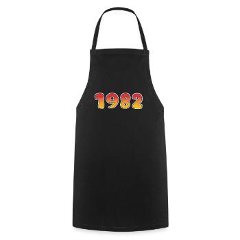 1982 Glücksjahr In Orange - Gelben Design - Kochschürze - Schwarz - Vorne - AI Model Male 185 dark (185cm)