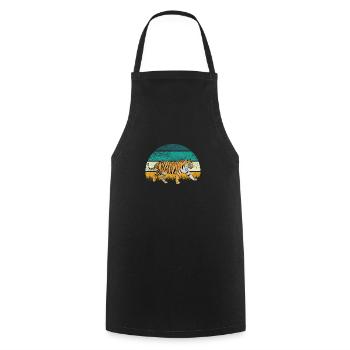 Tiger Animal Predator Africa Safari Dessin animé coloré - Tablier de cuisine - noir - Devant - AI Model Male 185 dark (185cm)