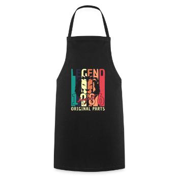August 1986 Gift idea - Cooking Apron - black - Front - AI Model Male 185 dark (185cm)