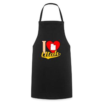 I love Utah gift - Cooking Apron - black - Front - AI Model Male 185 dark (185cm)