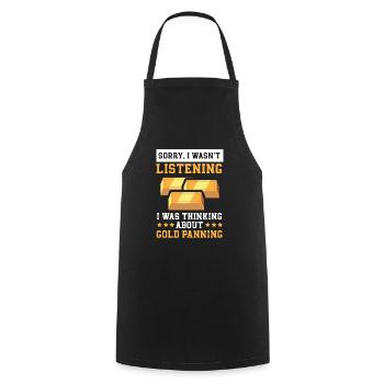 Thinking About Gold Panning Gold Prospecting Miner - Cooking Apron - black - Front - AI Model Male 185 dark (185cm)