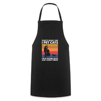 Double bass players and cat lovers - Cooking Apron - black - Front - AI Model Male 185 dark (185cm)