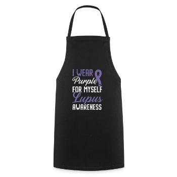 Je porte du violet pour moi-même Lupus Awareness Disease - Tablier de cuisine - noir - Devant - AI Model Male 185 dark (185cm)