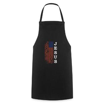 Jesus American Flag God Gift Believers - Cooking Apron - black - Front - AI Model Male 185 dark (185cm)