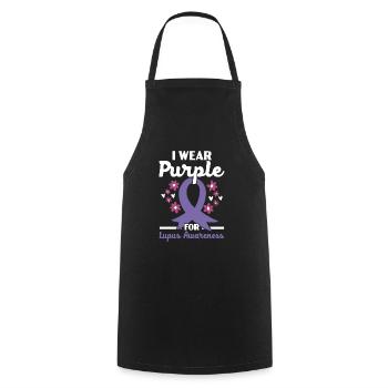 Je porte du violet pour la sensibilisation au lupus SLE Disease - Tablier de cuisine - noir - Devant - AI Model Male 185 dark (185cm)