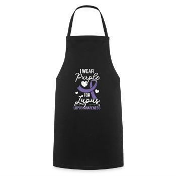 Je porte du violet pour la sensibilisation au lupus SLE Disease - Tablier de cuisine - noir - Devant - AI Model Male 185 dark (185cm)