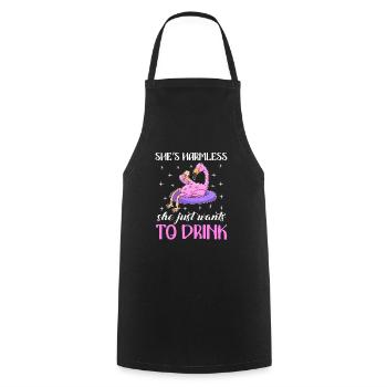 She doesn't do anything she just wants to drink Party Festival - Cooking Apron - black - Front - AI Model Male 185 dark (185cm)