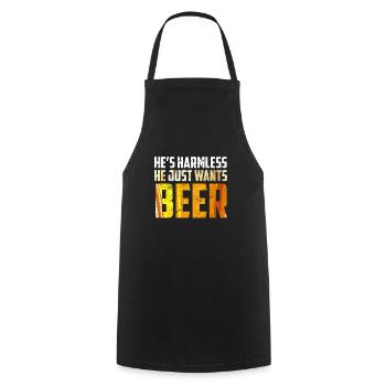 Der will nur Bier saufen Biertrinker - Kochschürze - Schwarz - Vorne - AI Model Male 185 dark (185cm)